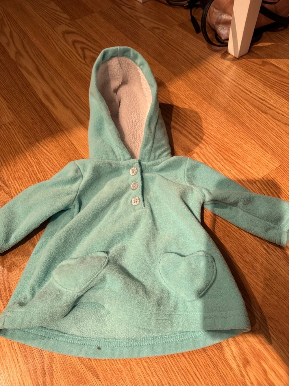 Carter's Mint Green Hooded Fleece Tunic with Sparkle Buttons